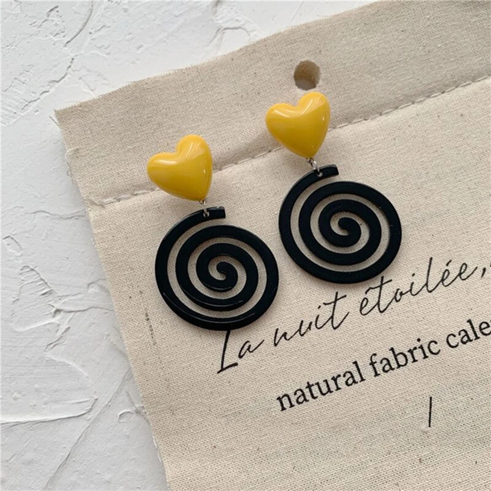 Anting Panjang Polka Dot Besar Wanita Bulat Resin Akrilik Giwang Telinga Anting Menjuntai Anting Menjuntai