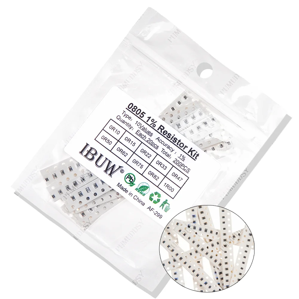 200 Uds 660 Uds 720 Uds 4000 Uds 0402 0603 0805 1206 1210 2512 kit de resistencia smd igmopnrq kit surtido 10k 100k 1k 1r 100r 220r 1% 5%