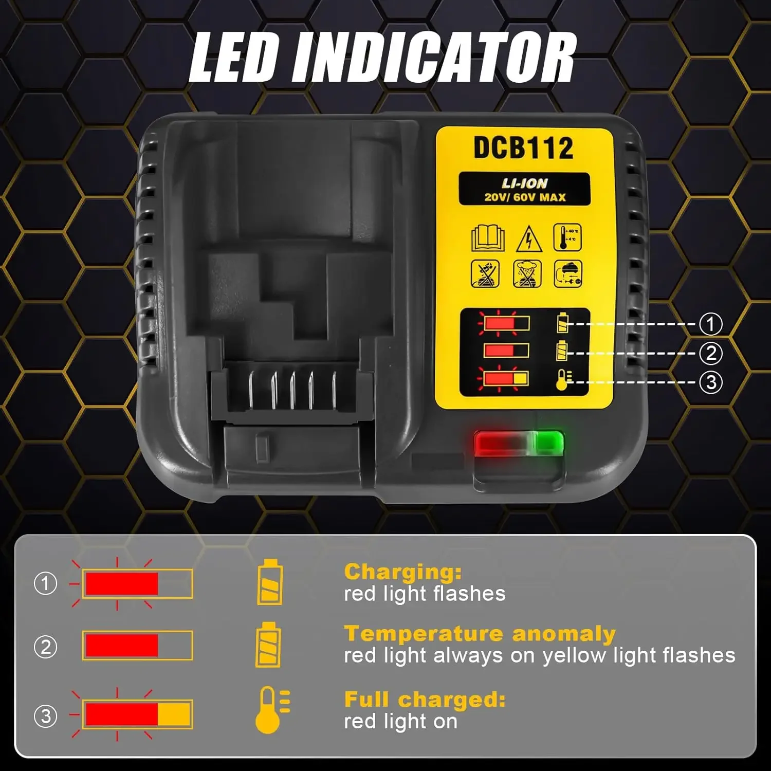 DCB112 Li-Ion Battery Charger For Dewalt 10.8V 12V 14.4V 18V 20V DCB200 DCB101 DCB115 DCB107 DCB105 DCB140 DCB118 DCB102 DCB104