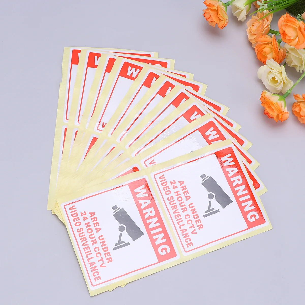 20 Pcs Security Camera Warning Sign Sticker Emblems 24 Hour Video Cctv Surveillance Traffic Roadway Safety Signal