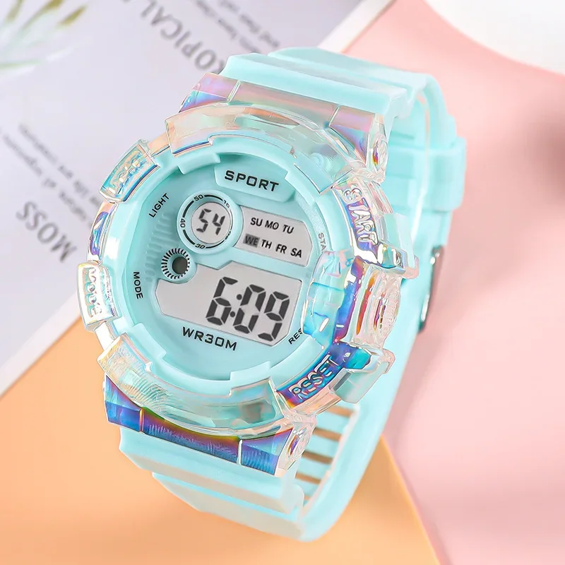 แฟชั่นนาฬิกาเด็ก LED นาฬิกาดิจิตอลสําหรับเด็กชายและเด็กหญิงกีฬานาฬิกาปลุก Luminous นักเรียนนาฬิกาข้อมืออิเล็กทรอนิกส์