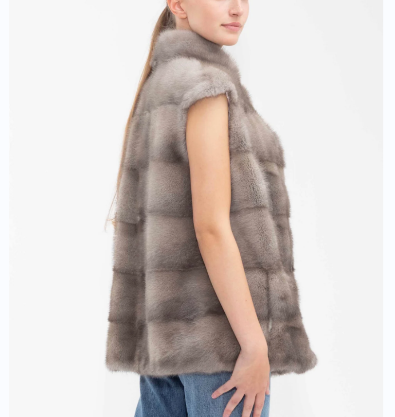 女性の暖かい冬のミンク毛皮ベスト、100% リアルミンク毛皮ベスト、ヨーロッパのストリートスタイル