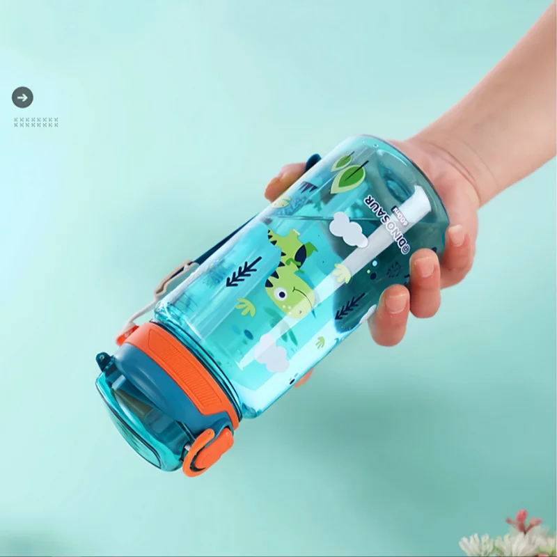 600ml Dinosaurus Waterfles Voor Kinderen Water Sippy Cup Met Siliconen Stro Lekvrij Plastic Waterflessen Zomer Kids Water cup