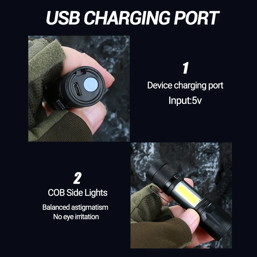 Mini Taschenlampe LED wiederauf ladbare Taschenlampe tragbare USB-Lade taschenlampe High Power Bank Camping wasserdichte Langstrecken laterne