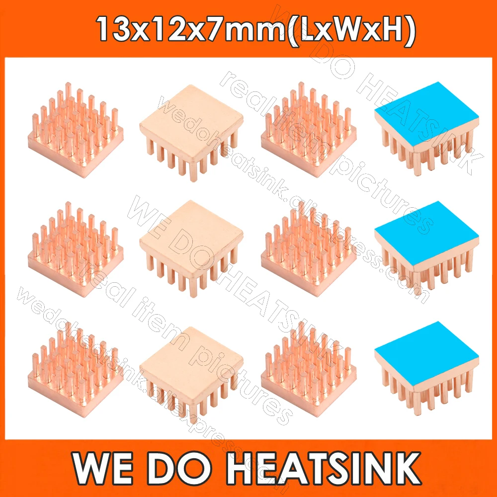 WE DO HEATSINK Useful Pure Copper Heat Sink Without or With Thermal Pad, Various Copper Shape Size Options