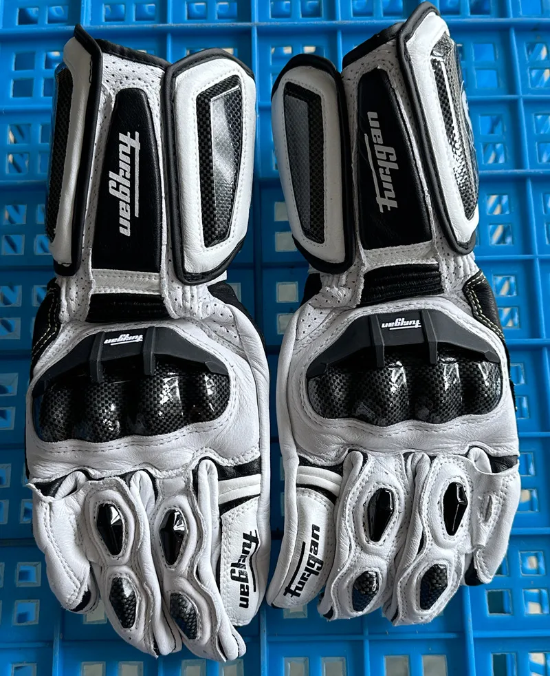 Guantes de motocicleta de cuero genuino para hombre, resistentes al viento, para conducción al aire libre, guantes de Motocross, pantalla táctil, equipo de protección para Motociclismo