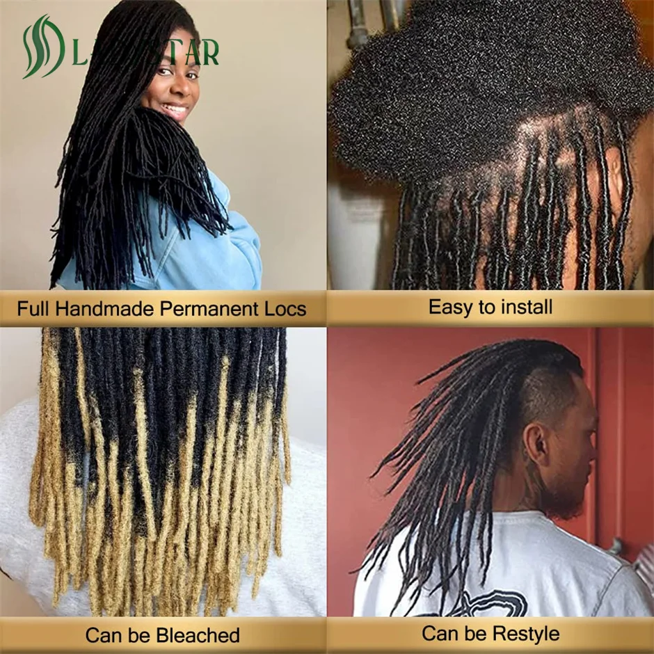 0,2 cm Micro locs Echthaar Dread lock Extensions für Männer Frauen Kinder voll handgemachte permanente Loc Extensions