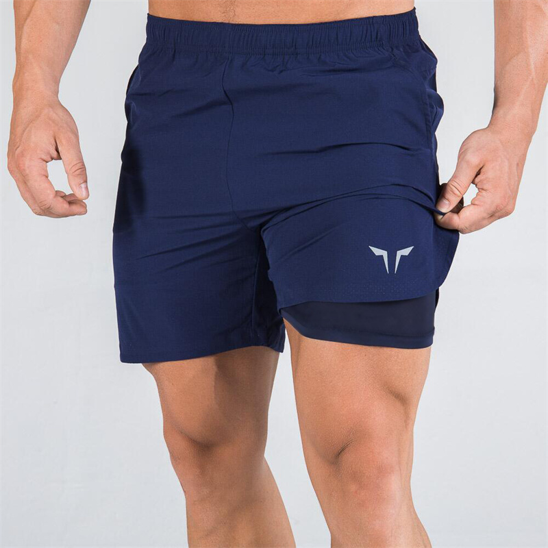 dubbeldeks fitness sportshorts heren zomer slank sneldrogend ademend geweven shorts heren joggingbroek training gymkleding