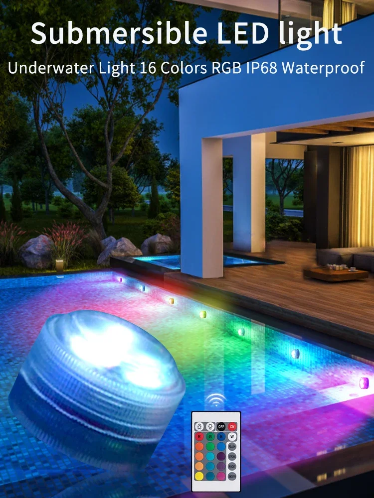 Luz LED para pecera, perilla de luz de buceo pequeña, Control remoto, luz subacuática, florero, decoración de paisaje, luz de ambiente, 3LED