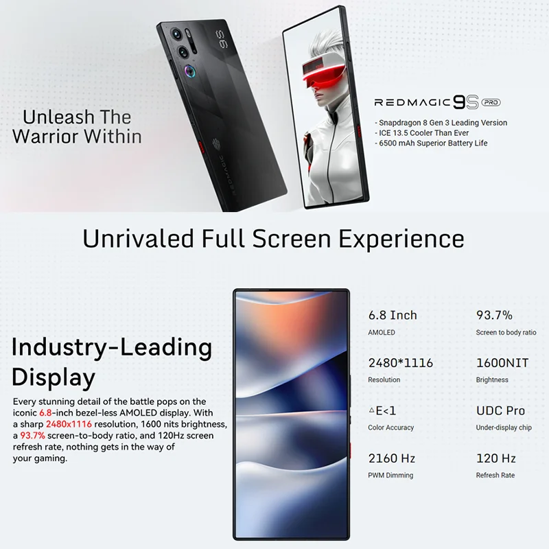 RedMagic-Téléphone de jeu 9s Pro, version globale, 5G, 6.8 pouces, Snapdragon 8, Isabel 3, version principale, 6500mAh, charge 80W, 50MP, NDavid, original