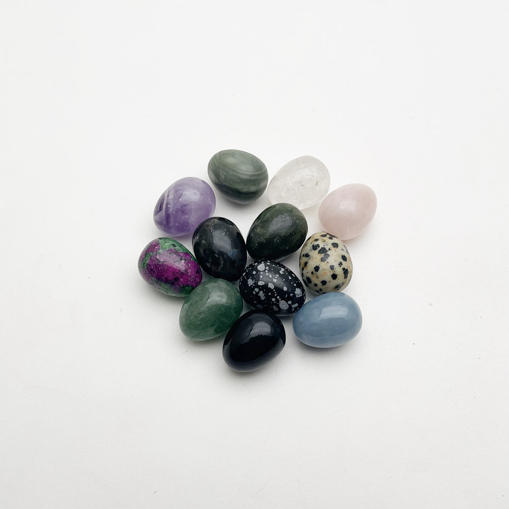 เครื่องประดับหินควอตซ์เคลือบไข่คริสตัลธรรมชาติมินิอัญมณีหินบำบัดการตกแต่งบ้านงานฝีมือแบบทำมือของขวัญ15x19mm ของเล่น