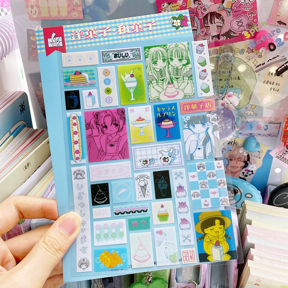 WAKAWAKA Stickers Scrapbooking Cute Deco Sticker Aesthetic Japanese Style Anime Stickers Sheets Midsummer Trajectory Series