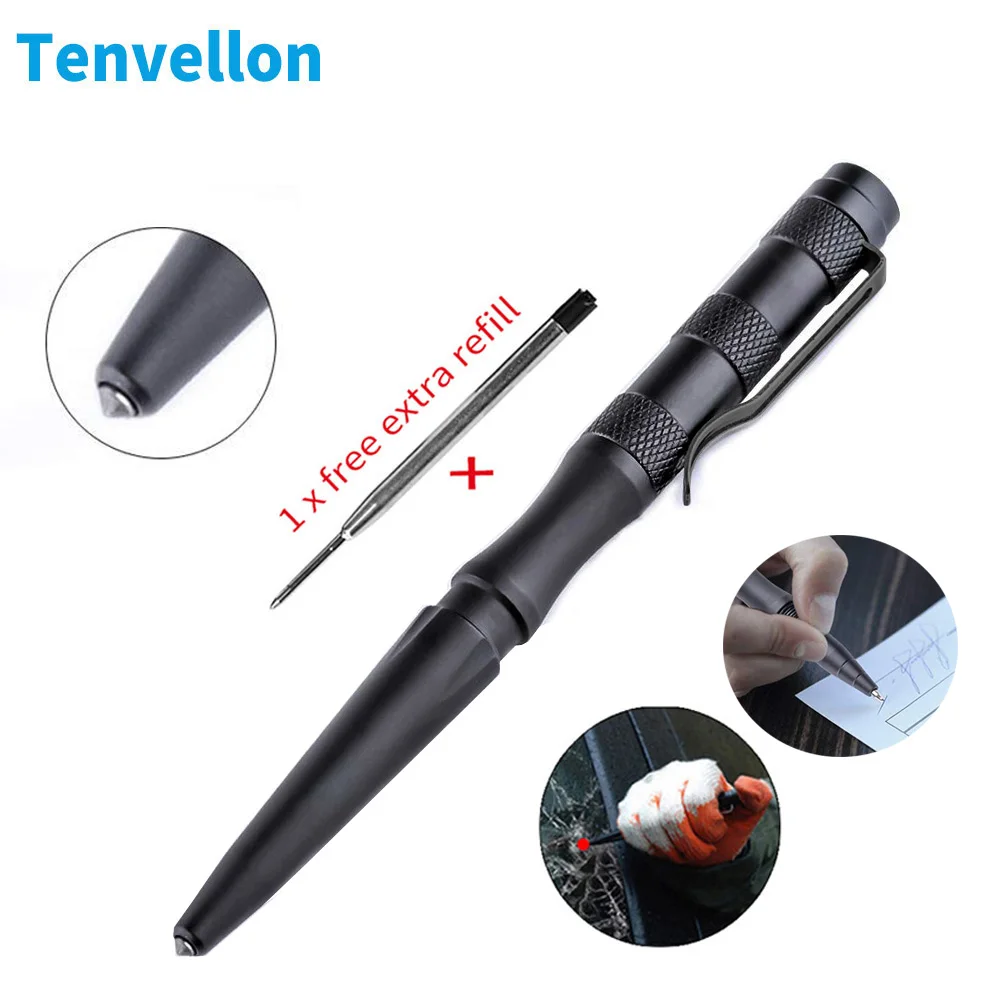 Bolígrafo táctico Tenvellon, suministros de autodefensa, paquete Simple, protección de seguridad de acero de tungsteno, herramienta de defensa Personal EDC