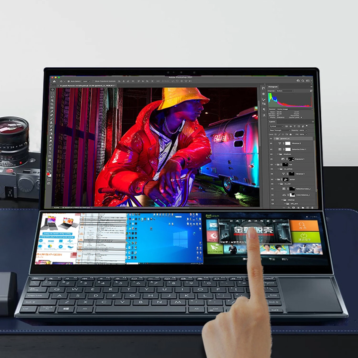 Computadora portátil de deportes electrónicos de doble pantalla I7 9750H Combinación de una pantalla de 16 pulgadas y una computadora portátil para juegos Windows 11 Pro con pantalla táctil de 14 pulgadas