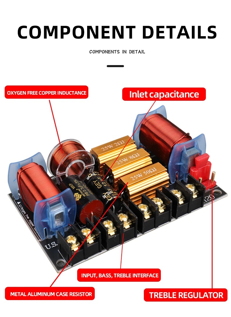 Heim-HiFi-Verstärkerplatine mit 2-Wege-Crossover-Hoch-Niederfrequenz-Lautsprecherteiler für Autobücherregallautsprecher Premium