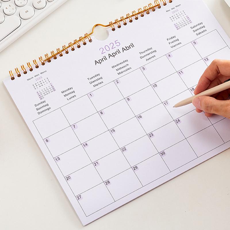 2025 Wall Daily Monthly Calendar Home Hanging Record Form Appointment Planning Monthly Paper Family With ES DE EN
