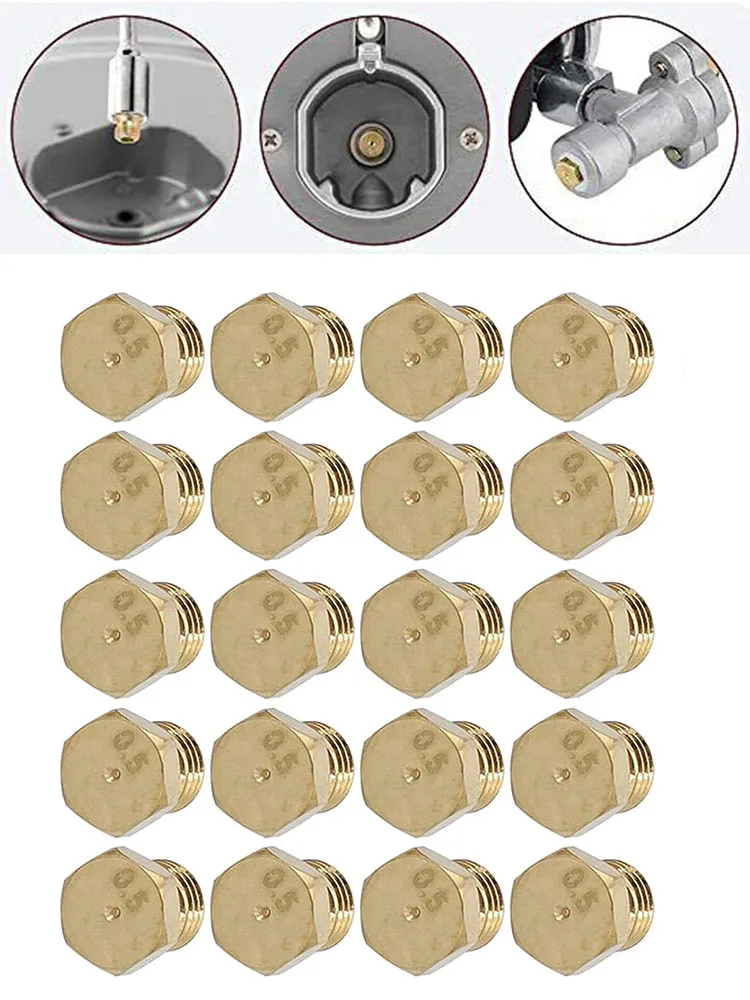 20 個バーナーノズル 0.5 ミリメートルプロパンバーナーオリフィスキットプロパンガス変換キット LPG バーナーノズル屋外調理スペアパーツ