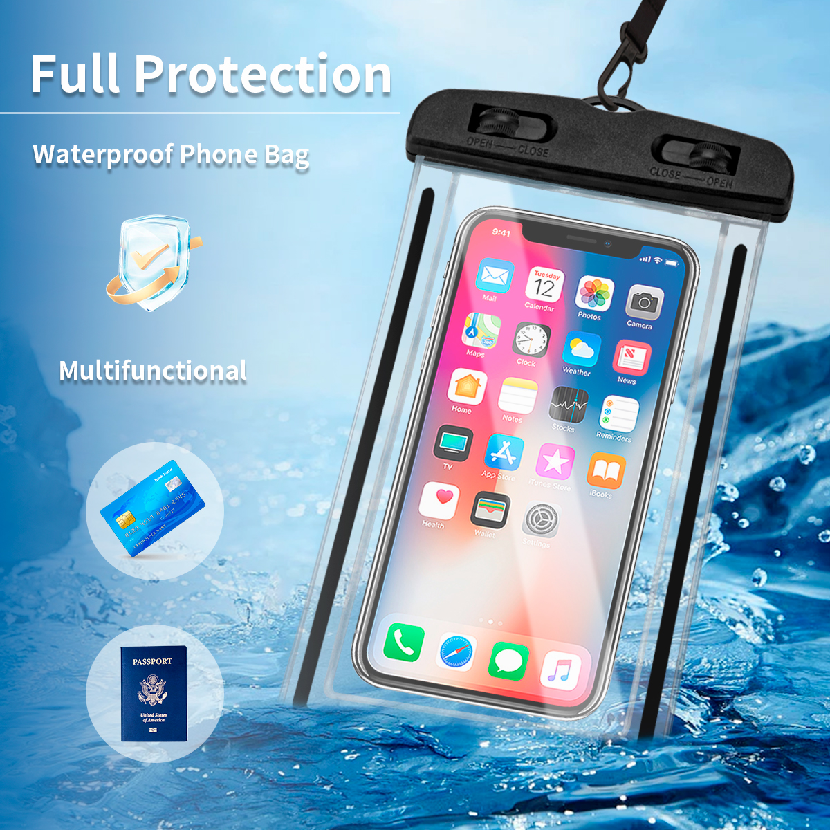 โทรศัพท์กันน้ํากรณีว่ายน้ํากระเป๋ากันน้ํา Universal ใต้น้ําโทรศัพท์ Protector กระเป๋า PVC สําหรับ iPhone 15 14 13 PRO MAX