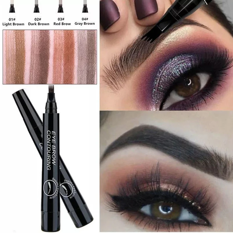 Lông Mày Bút Xăm Chân Mày Chống Nước Lỏng Đen Eye Brow Trang Điểm Bút Chì Microblading