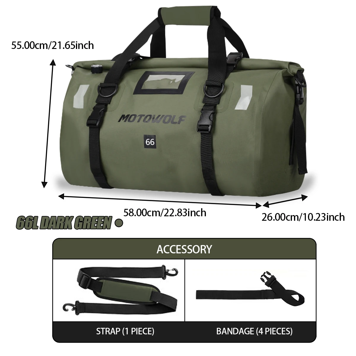 รถจักรยานยนต์กันน้ํา TailBag กลางแจ้งกระเป๋าเดินทางม้วนแพ็คกระเป๋า 20/66/100L รถจักรยานยนต์กระเป๋าเดินทางกระเป๋าเป้สะพายหลังรถจักรยานยนต์ที่นั่งกระเป๋า