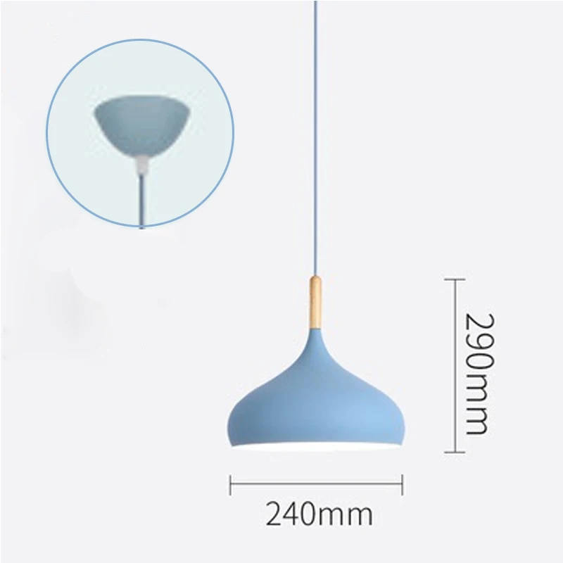 Candelabro de color nórdico, luz colgante de madera para dormitorio, sala de estar, lámpara LED de un solo cabezal, accesorio de iluminación de aluminio para habitación de niños