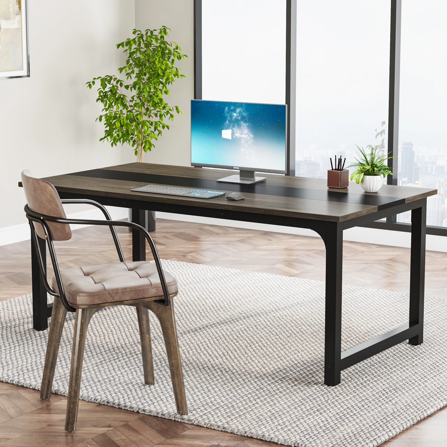 Tribesigns 63” Executive Desk, Large Office Computer Desk with Thicken Frame, Modern Simple Workstation Business Furniture