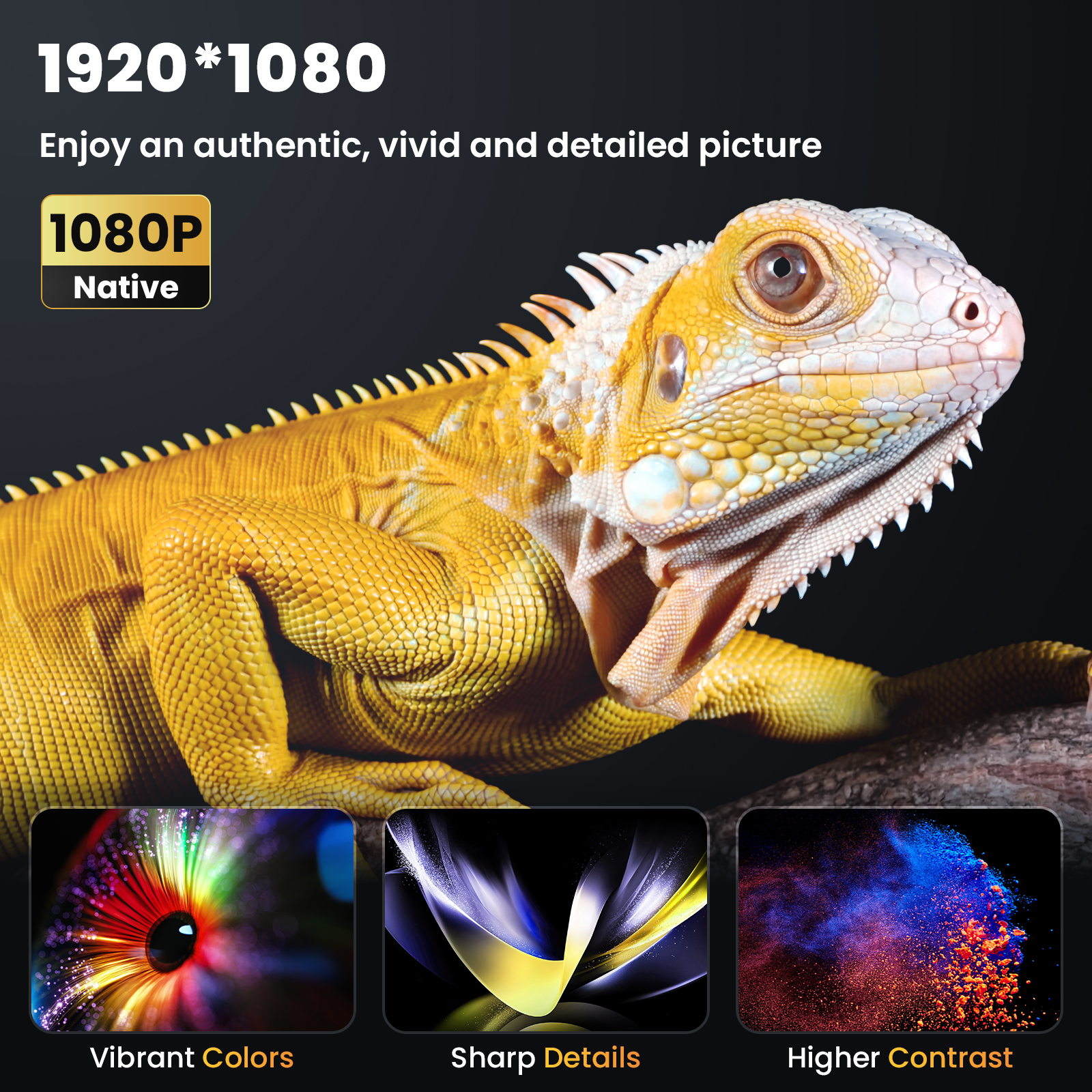 HOPVISION Beamer, Full HD 1080P, Bluetooth, 4K-Unterstützung, Tragbar Mini Heimkino-Projektor, Kompatibel mit Smartphone/HDMI/USB/AV