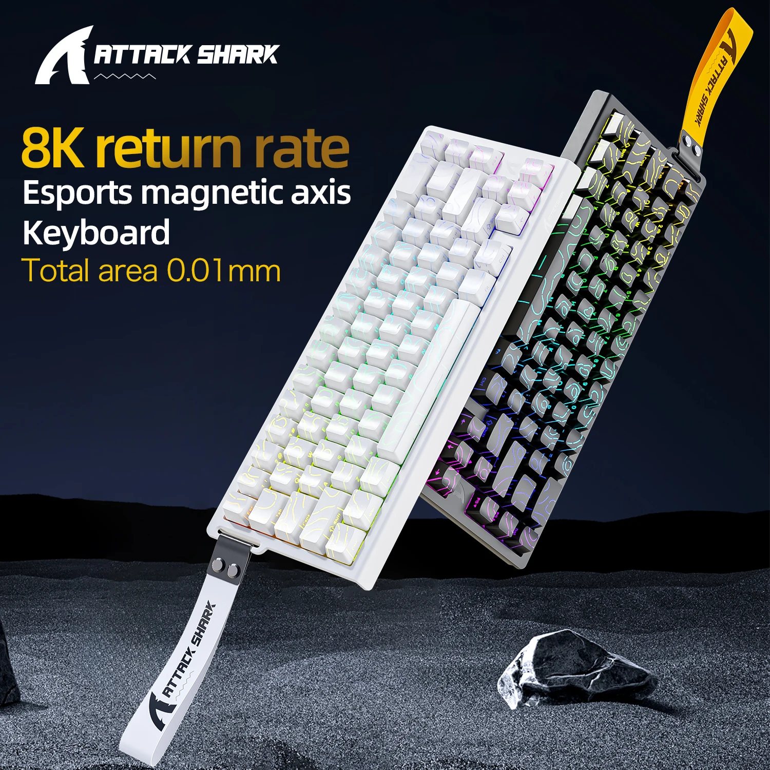 Teclado magnético para jugar X68HE ATTACK SHARK, mecánico con cable para juegos profesionales, disparo rápido de 0,01mm, SOCD/Rs de 8000Hz, frecuencia de 0,125 ms y 128K