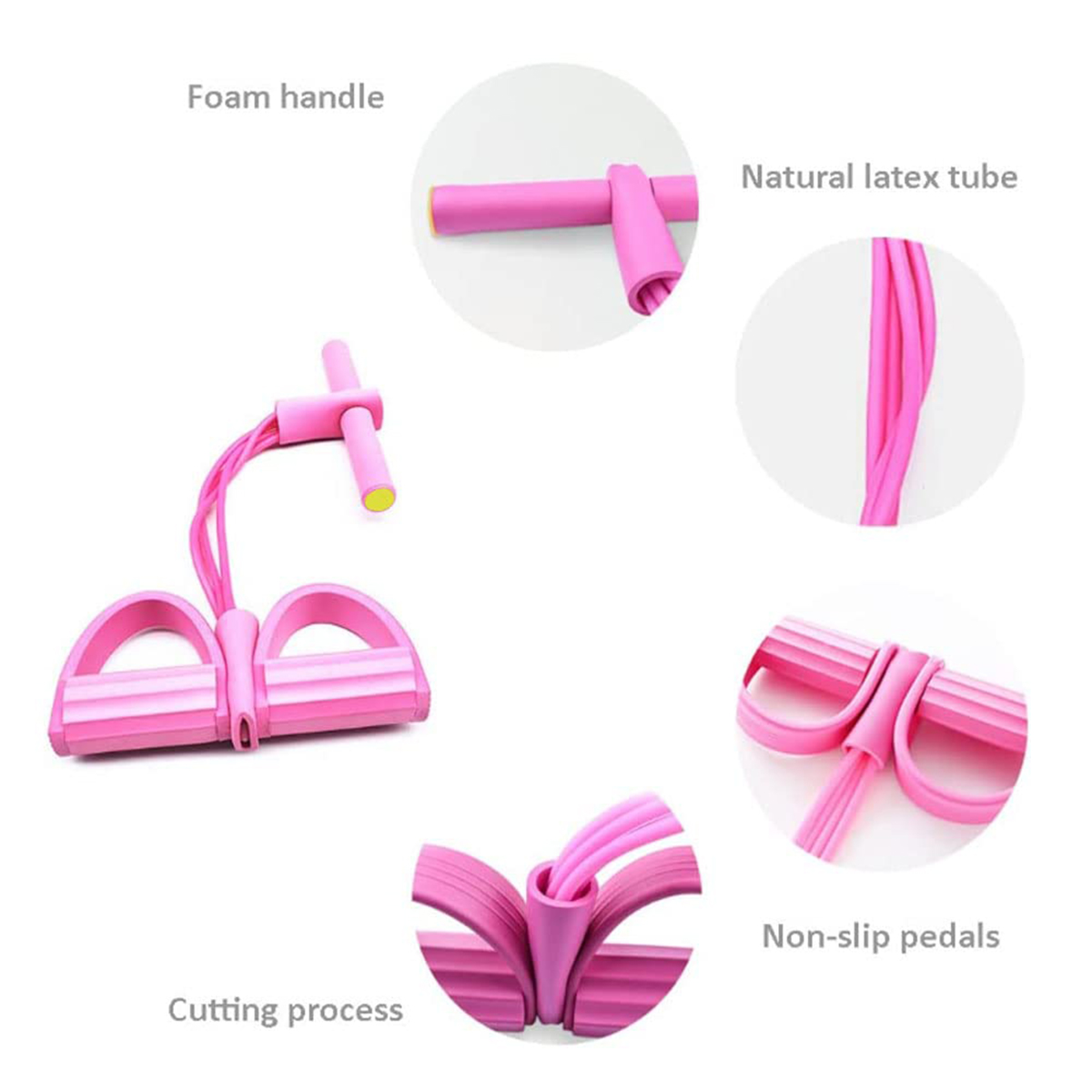 4本チューブ式テンショナー多機能家庭用フィットネスヨガ腹筋強化弾性バンドテンションロープ腹筋補助器具