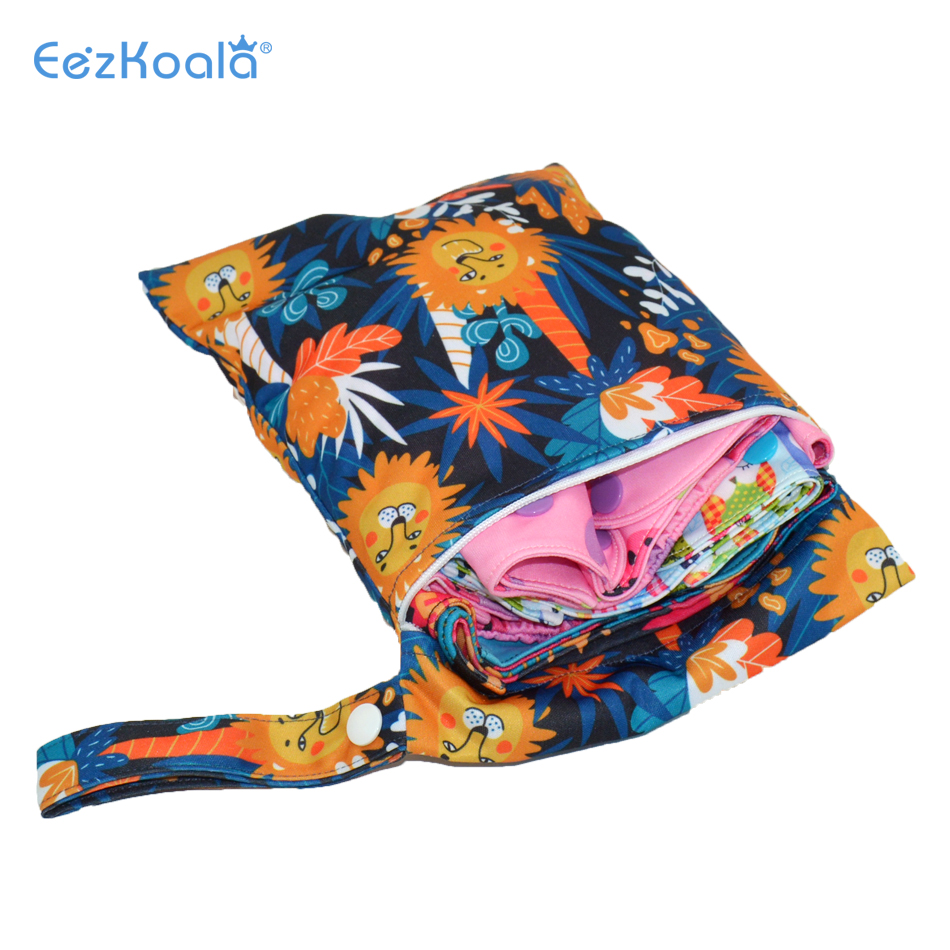 Eezkoala-ジッパー付きベビーおむつバッグ,防水おむつバッグ,ミニウェットおよびドライ,トラベル,アウトドアベビーカー,収納バッグ,18x25cm