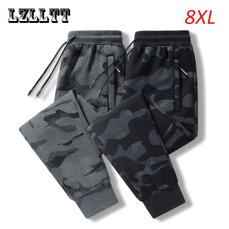 Primavera outono homens causal camuflagem jogger calças moletom dos homens cordão moda calças esportivas masculino tamanho grande 7xl 8xl