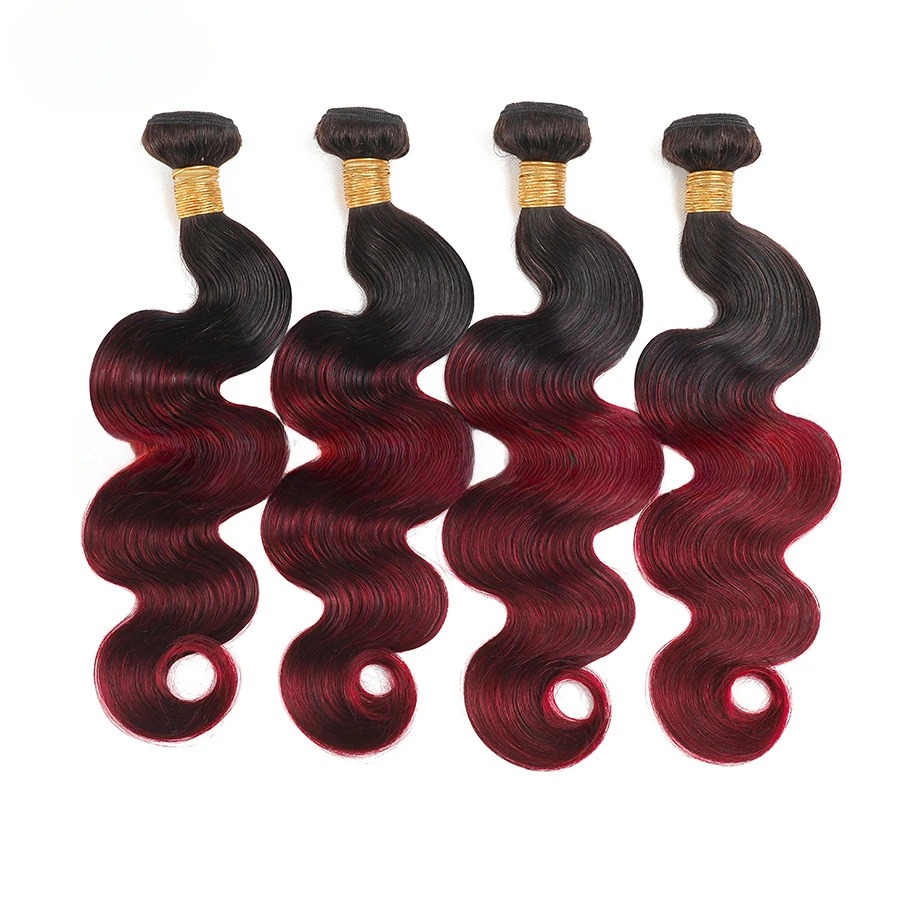 オンブル色実体波人毛バンドル 100 グラム/PC 10-26 インチダブル横糸ヘアエクステンションハイライトハニーブロンド生インドの髪