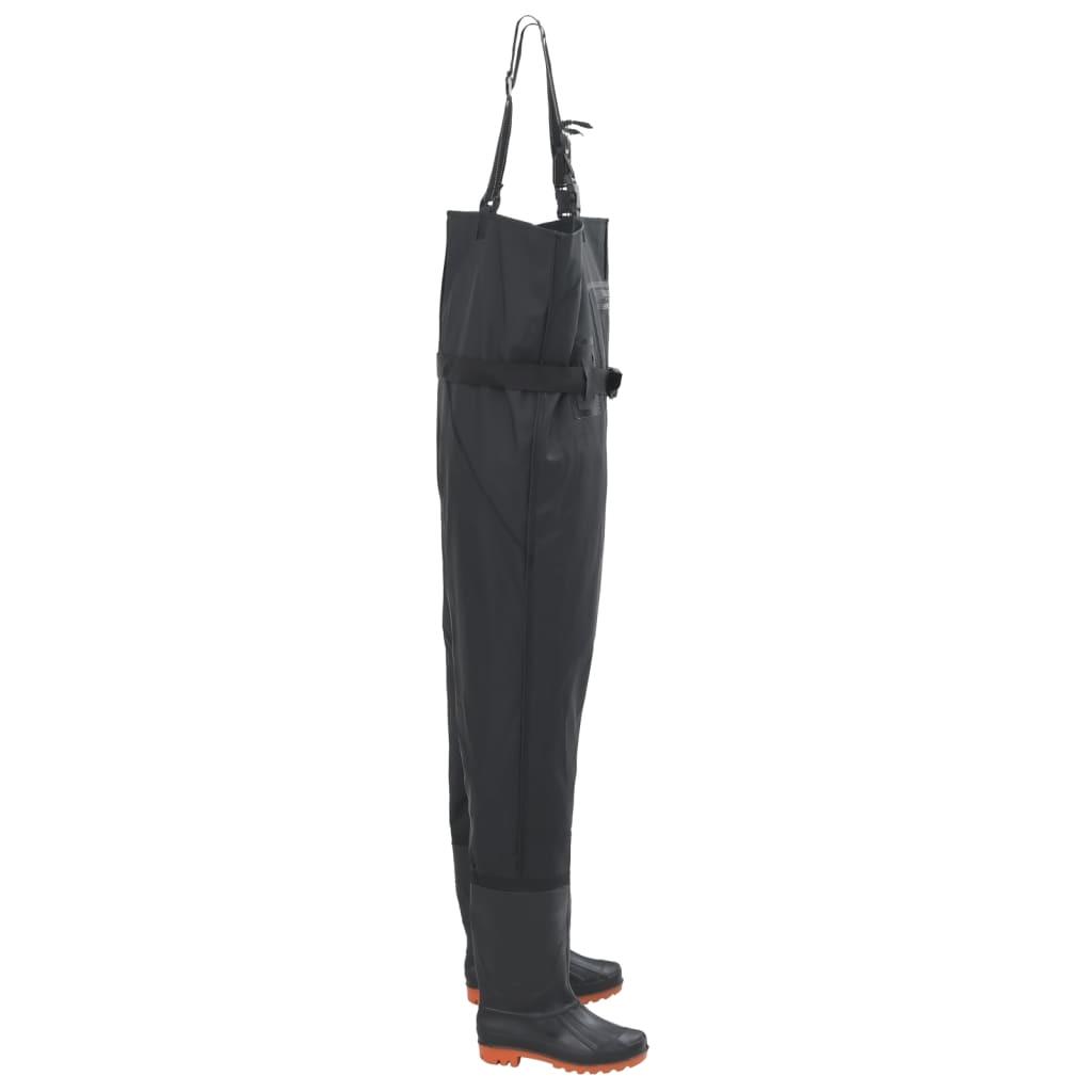 Black Chest Waders with Boots & Belt - Size 41 Waterproof Fishing Gear