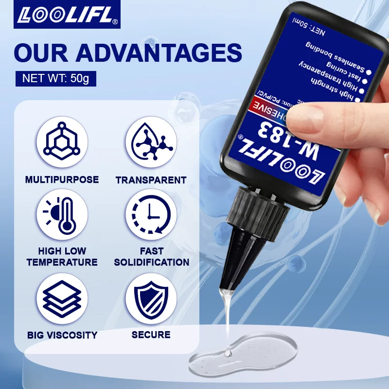 Colla UV altamente trasparente, impermeabile, polimerizzazione UV, utilizzata per la produzione artigianale, modelli fai-da-te. (con lampada ultravioletta)