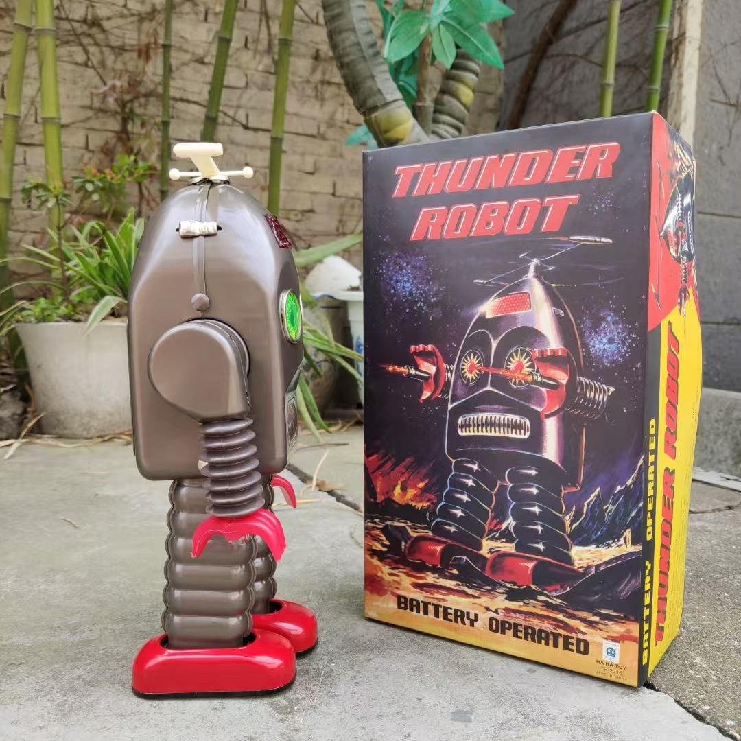 TR2015 電動フラッシュロボットビッグフェイスロボットクリエイティブギフトオーナメントブリキのおもちゃ
