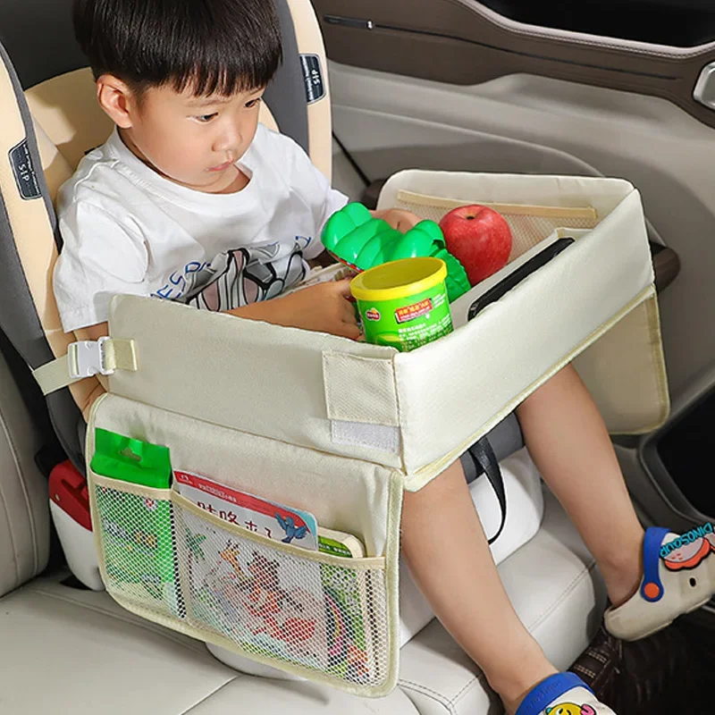 Organizador de almacenamiento de asiento de coche para bebé, impermeable, bandeja de viaje para niños, oso, conejito, multifuncional, asiento de coche de seguridad para niños, tapete para mesa