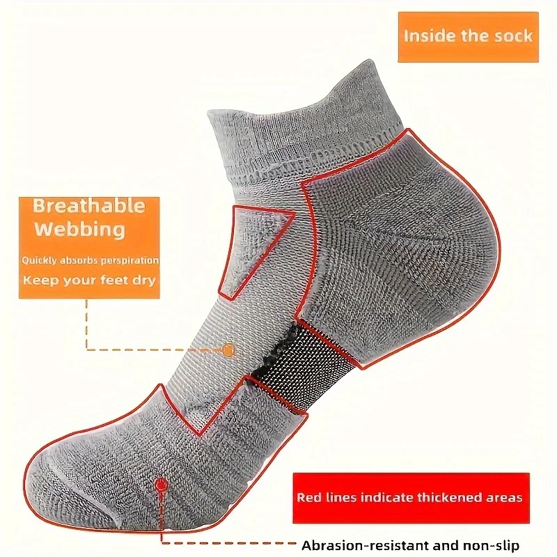 HSS 6/3/1 pares nuevos calcetines deportivos para correr Fitness vuelo calcetines de tubo corto calcetines de baloncesto con parte inferior de toalla para mujer calcetines negros de Color sólido