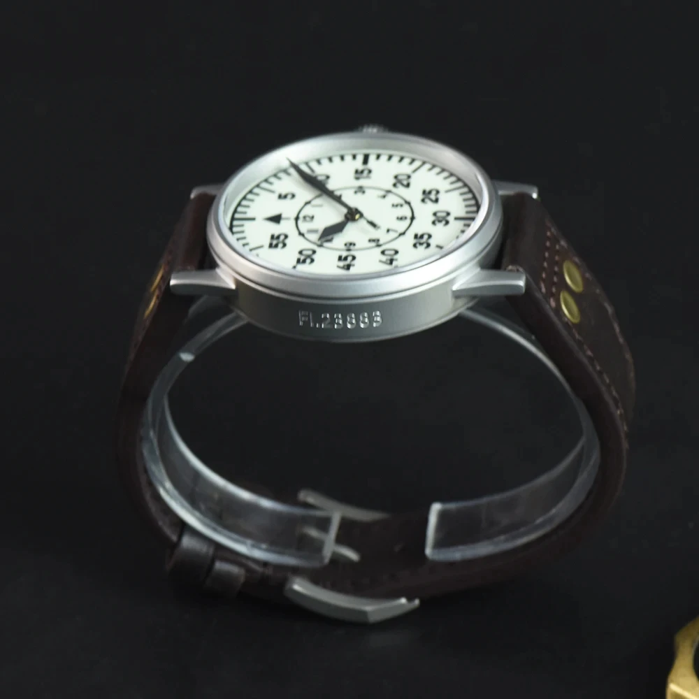 Hruodland Retro Pilot reloj mecánico automático para hombre zafiro de lujo cuero de acero inoxidable impermeable 10Bar Super Glow C3 re