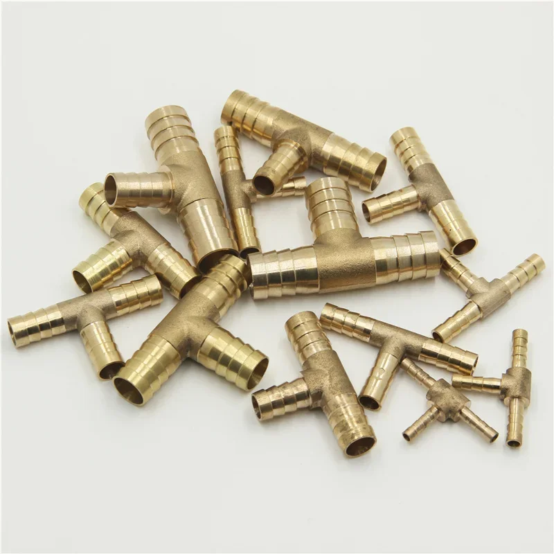 เจดีย์ทองเหลือง Barb อุปกรณ์ท่อเท่ากับ/เส้นผ่านศูนย์กลางตัวแปร 3 WAY T-Type 4 มม.5 มม.6 มม.8 มม.10 มม.12 มม.14 มม.16 มม.น้ํามัน/น้ํา/แก๊ส