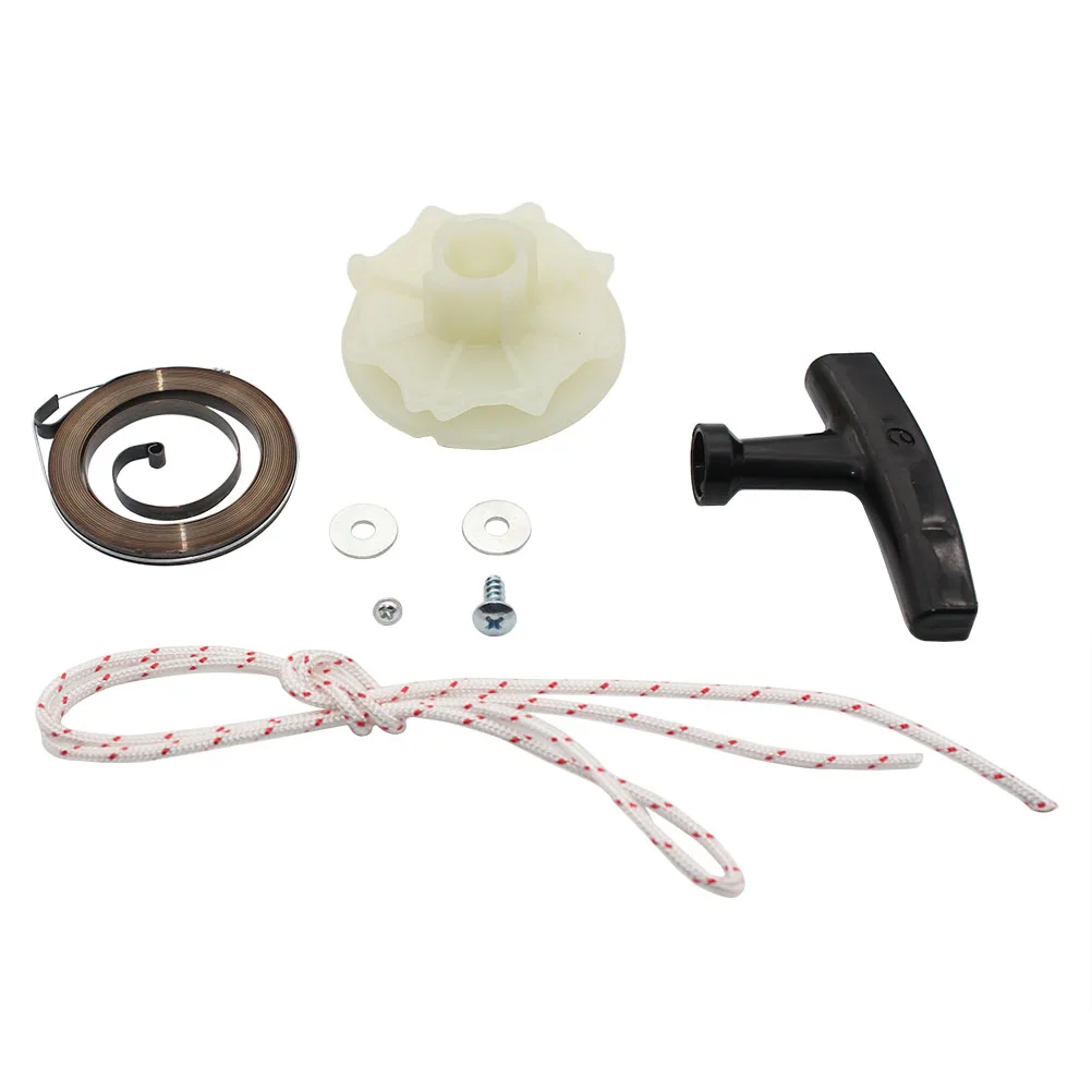 Recoil Spring + Starter Pulley + Starter Handle + Rope Kit untuk Partner 352 352 Chrome P352 Chrome 370 370CCS 371 P371XT Chrome 390 401