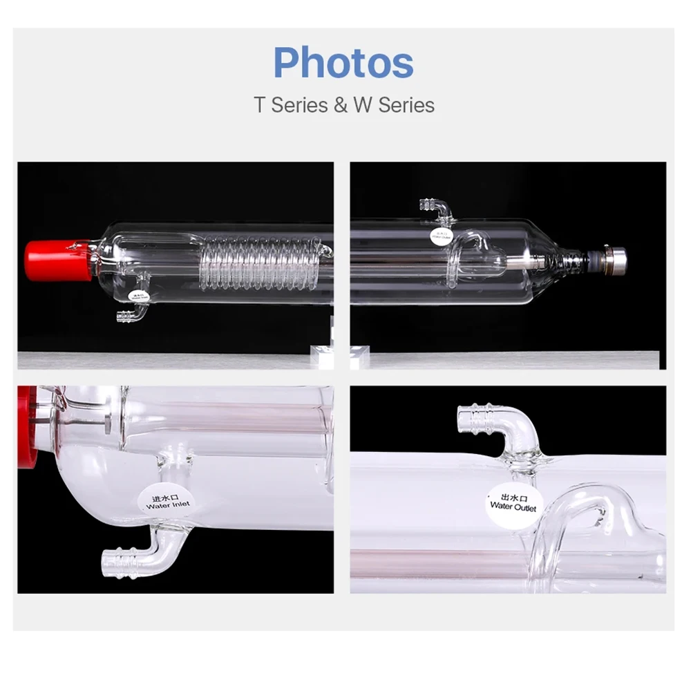 Tubo laser CO2 Reci W2 da 100 W Dia.80mm/65mm Scatola di legno Imballaggio Macchina da taglio per incisione laser CO2 Tubo laser Lavorazione del legno Stock UE