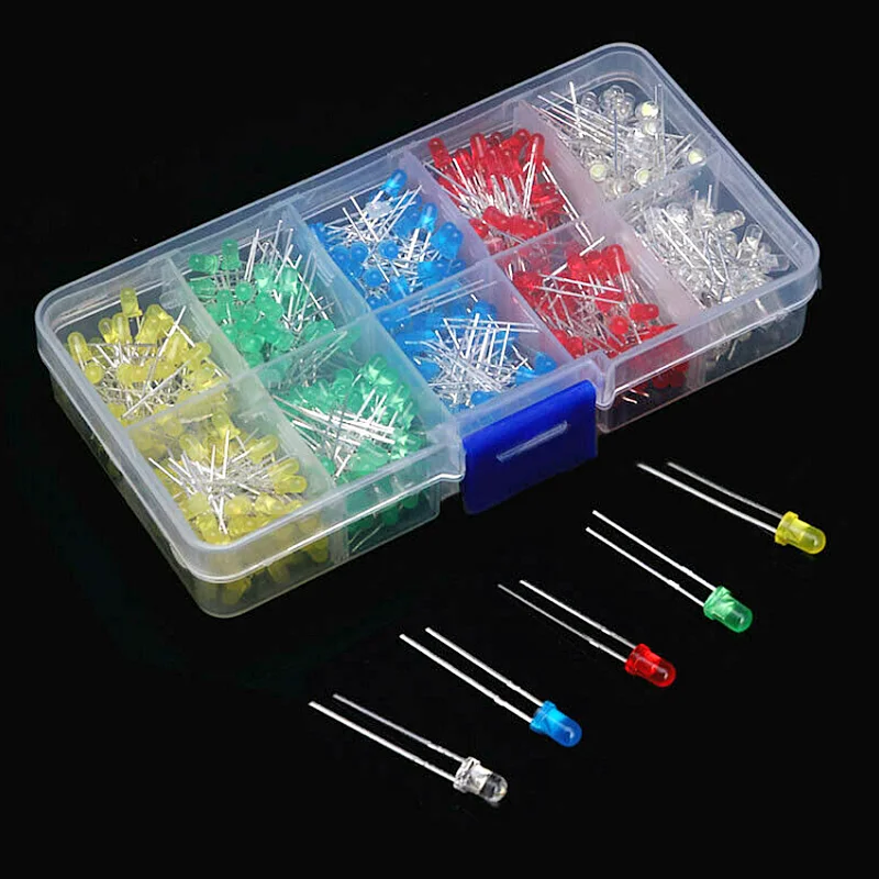 100-500 PCS,3 มม.5 มม.,LED ไดโอดชุดสารพัน,สีขาวสีเขียวสีแดงสีฟ้าสีเหลือง,LED Light Emitting Diode ชุดอิเล็กทรอนิกส์,ไฟแสดงสถานะ