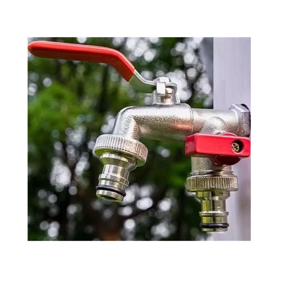 1/2'' Rubinetto in lega di zinco Splitter acqua Adattatore di collegamento acqua Interruttore esterno Rubinetto connettore tubo di irrigazione da giardino