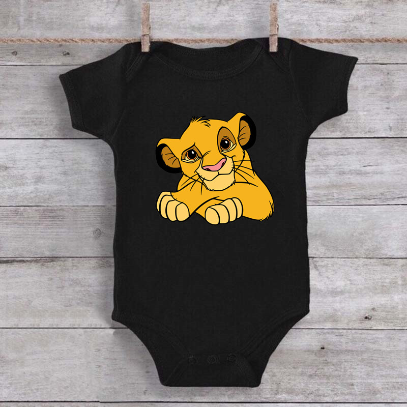 Cartoon Simba Re leone Neonata Ragazzo Vestiti Nero Manica corta Tuta in cotone Tuta da neonato