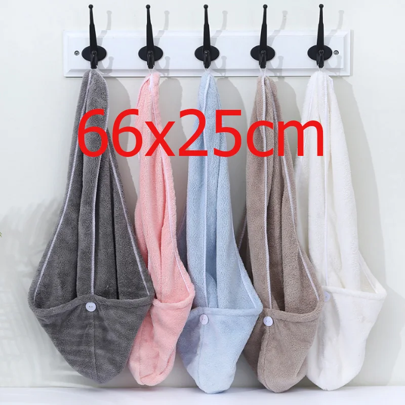 Toalla de baño de 66x25cm para mujer y adulto, absorbente, de secado rápido, ducha más gruesa, gorro de pelo largo y rizado, cabeza seca de microfibra