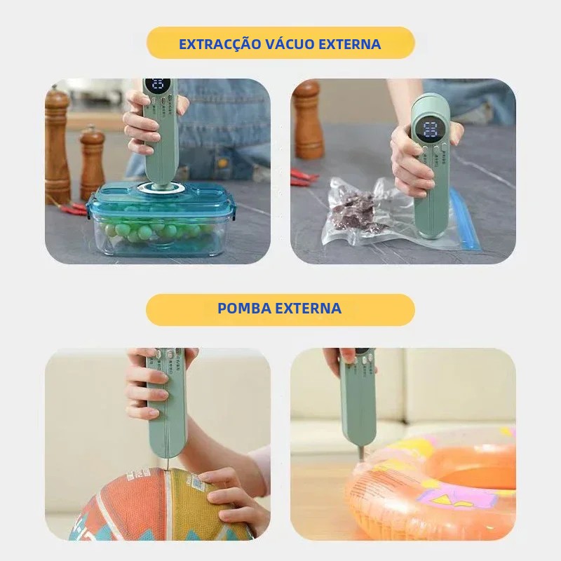 Máquina seladora a vácuo compacta e bem projetada, selos de plástico de qualidade alimentar, sacos de vácuo e sacos de rolo, acessório de cozinha ideal