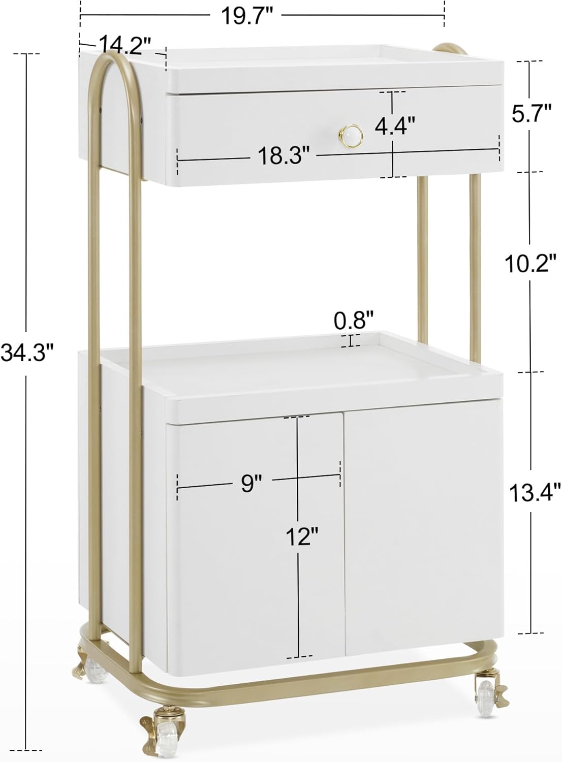 Salon Trolley with Universal Wheels, Storage Rolling Cart with Drawer, Barber Shop Tool Organizer for Hair Stylist