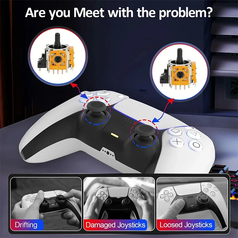 Joystick analógico 3D para PS4/PS5/Switch Pro, controlador de Joystick de efecto de repuesto, accesorios de piezas de reparación de ThumbStick