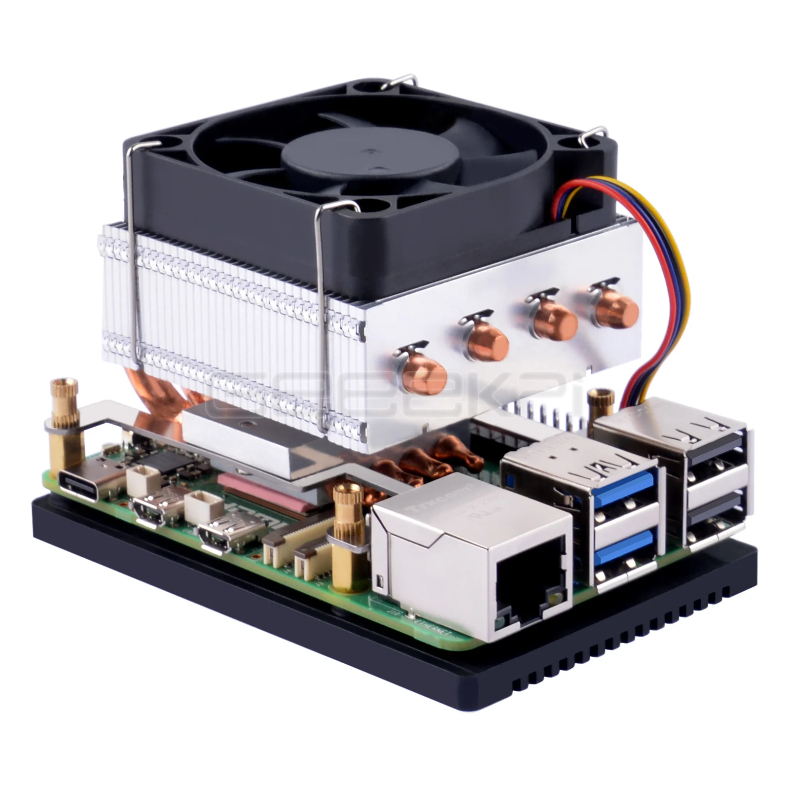 Низкопрофильный процессорный кулер Geeekpi Plus для вентилятора процессора Raspberry Pi 5.