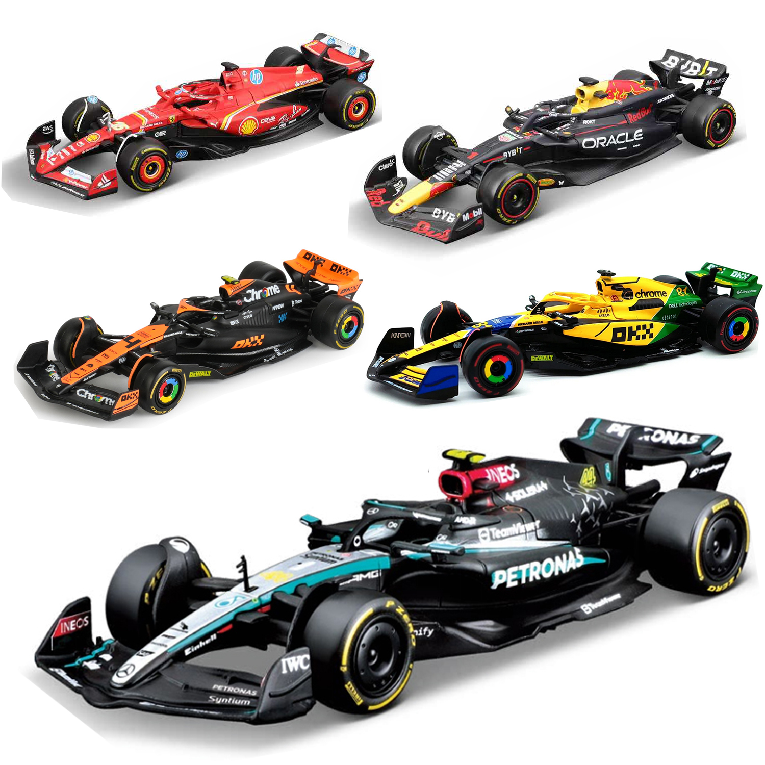 Bburago 1:43 F1 modelo de coche McLaren Mercedes Ferrari SF24 Redbull Racing AlpineA524 Metal Diecast Verstappen miniatura coleccionable